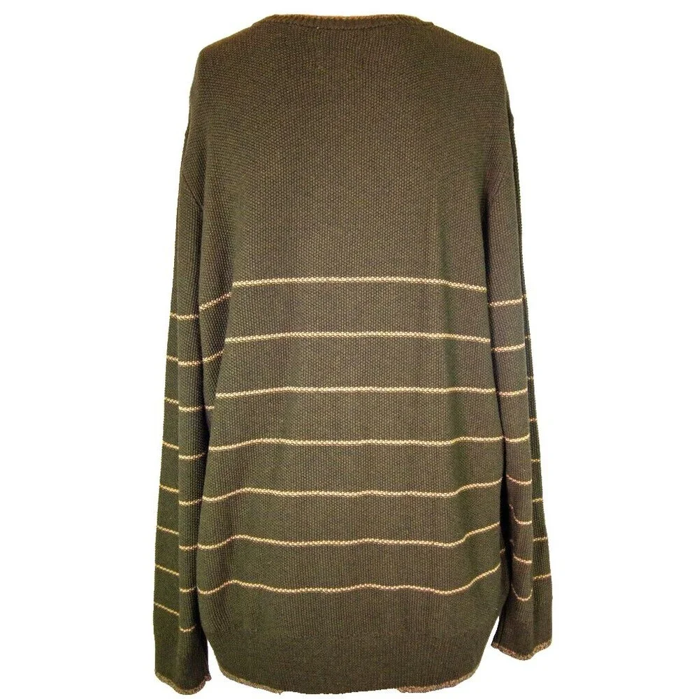 Paige Men's Striped Green Pullover Sweater Long Sleeve Zip Sweater Size XXL